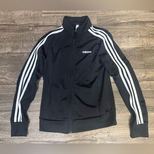 Adidas Men's Black and White Striped Bomber Jacket